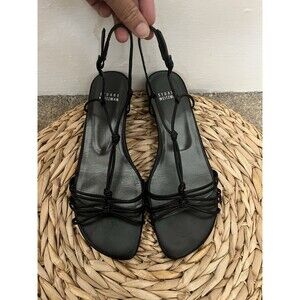 Stuart Weizman black Strappy leather sandals 7.5 Nye Occasion Holiday Cocktail